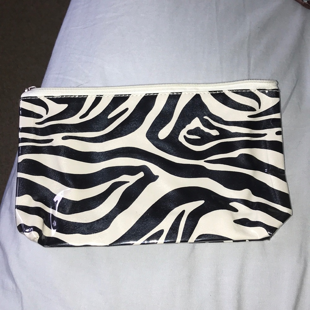 Zebra print cosmetics bag